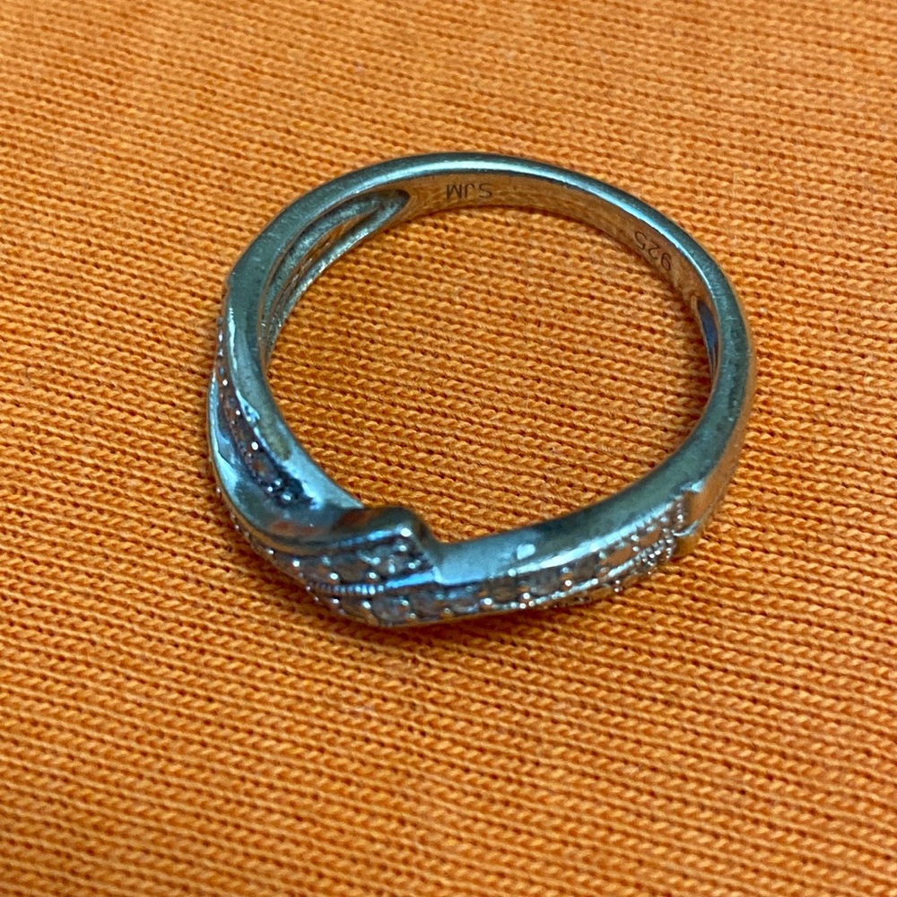 Sterling silver ring with diamonds size 7, used